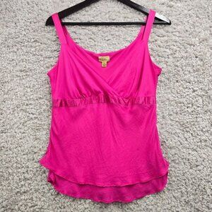 Caslon Babydoll Top Womens Medium Pink Silk Side Zipper Barbiecore